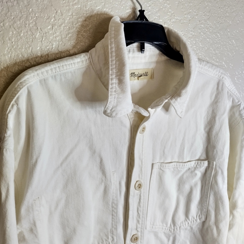 Madewell White Denim Oversized Fit Chore Jacket Sz M - Picture 3 of 9